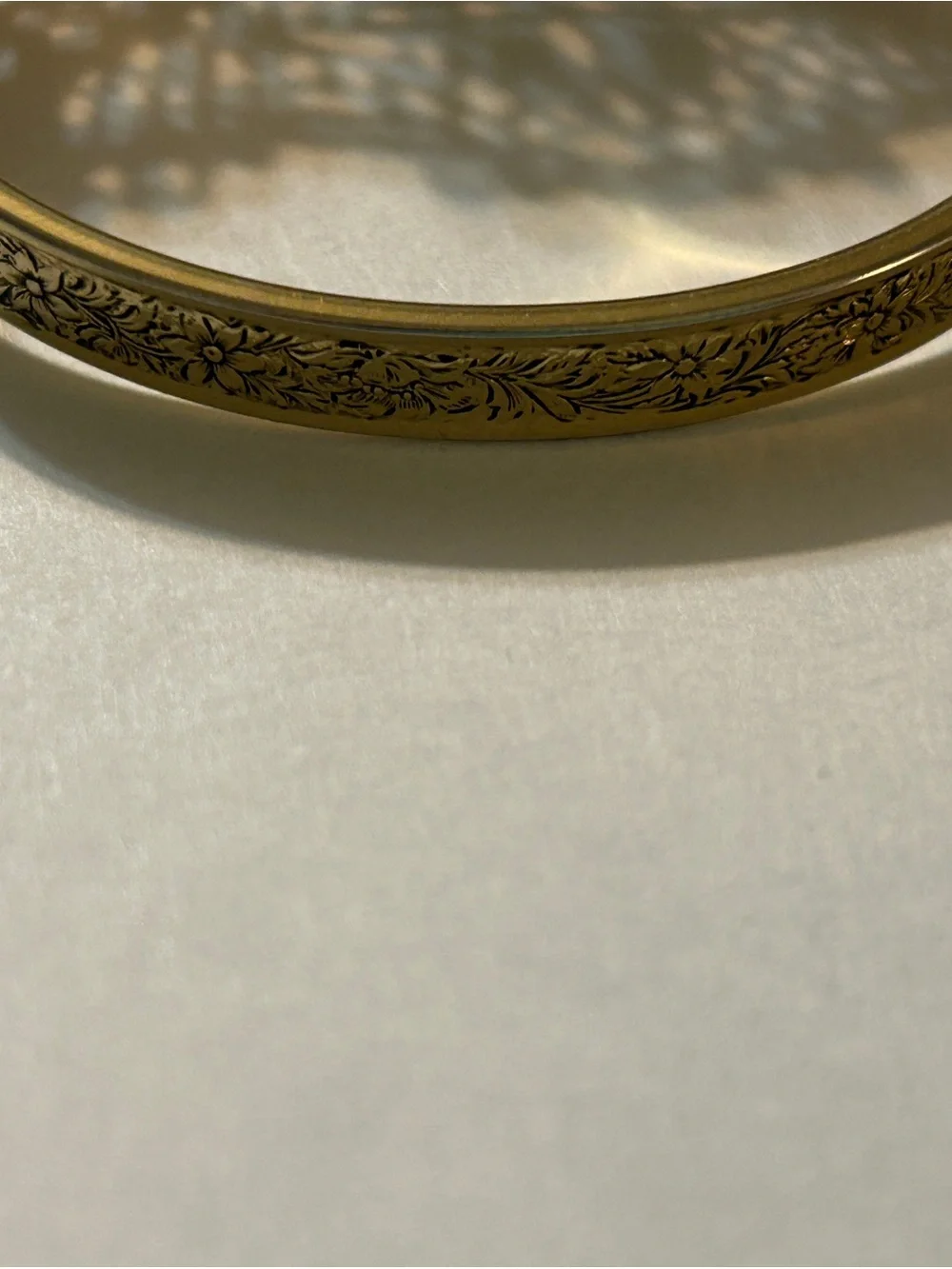 Vintage Gold Filigree Tiara Hinged Cuff Bracelet Etched Floral Clamper Bangle